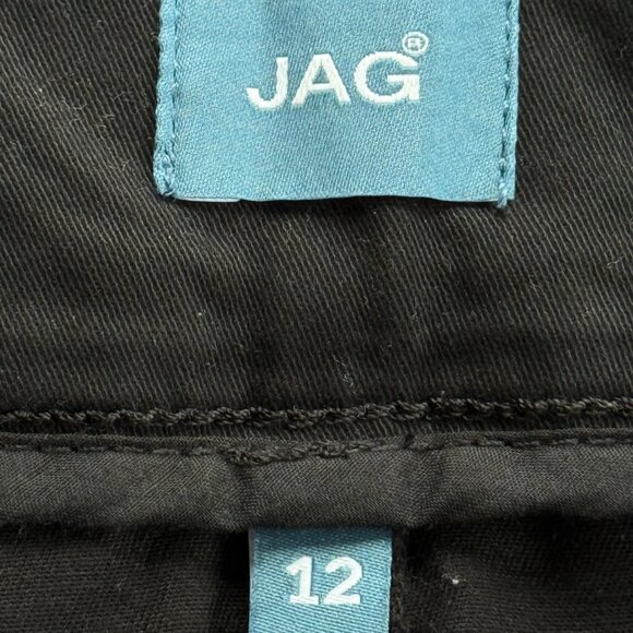 Jag Women Amelia Pull-on Stretch Slim Black Ankle Pants Sz 12 Row Rolled Hem NWT - Picture 5 of 11